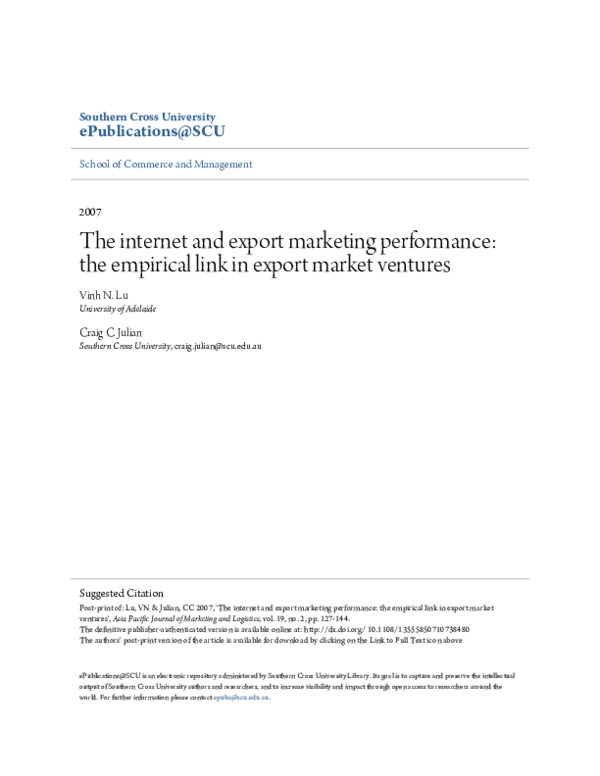 (PDF) The internet and export marketing performance