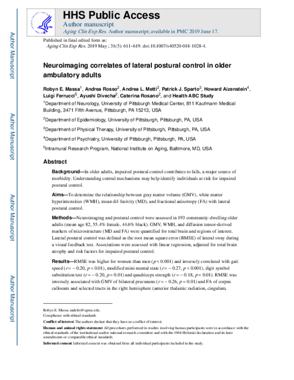 (PDF) Neuroimaging correlates of lateral postural control in older ...