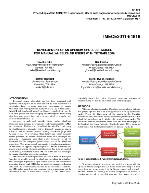 (PDF) Development of an OpenSim Shoulder Model for Manual Wheelchair ...