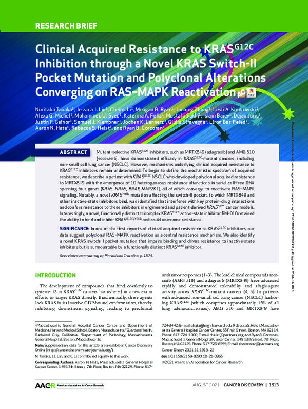 (PDF) Clinical Acquired Resistance to KRASG12C Inhibition through a ...