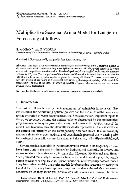 (PDF) Multiplicative seasonal Arima model for longterm forecasting of ...