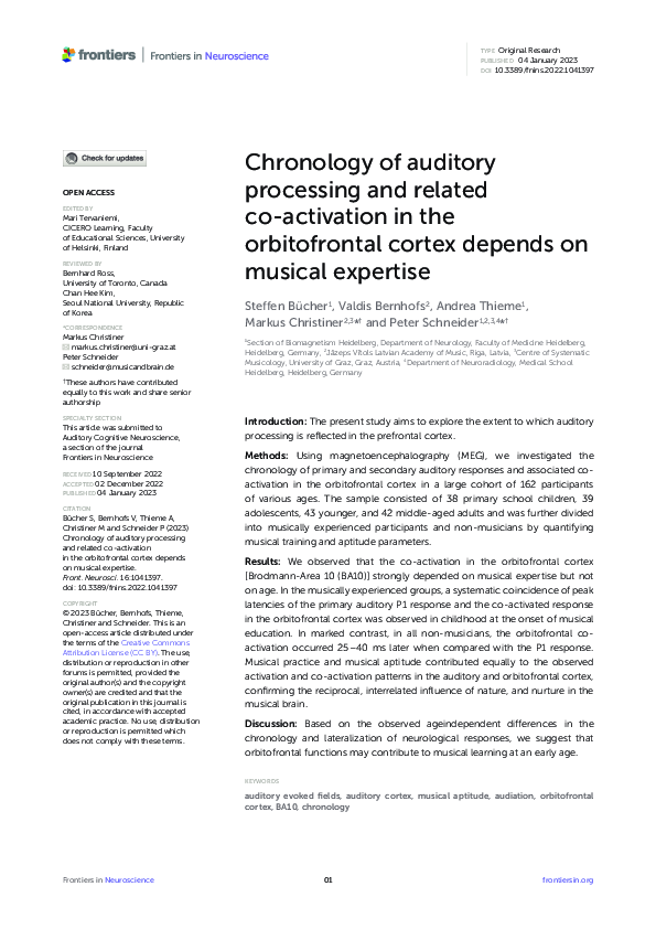 (PDF) Chronology of auditory processing and related co-activation in ...