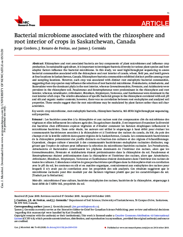 (PDF) Bacterial microbiome associated with the rhizosphere and root ...