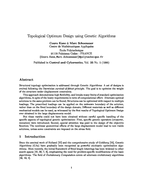 (PDF) Topological optimum design using genetic algorithms