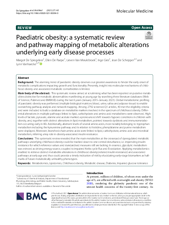 (PDF) Paediatric obesity: a systematic review and pathway mapping of ...