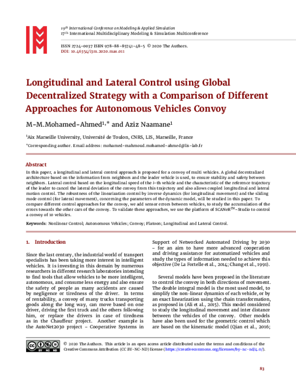 (PDF) Longitudinal and lateral control using global decentralized ...