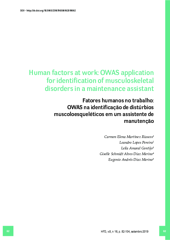 (PDF) Human Factors at Work: Owas Application for Identification of ...