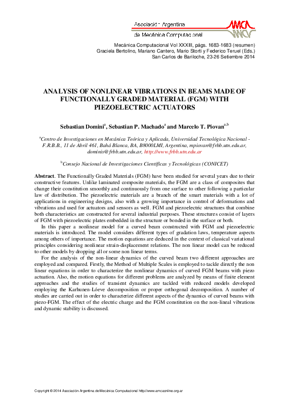 (PDF) Nonlinear Vibration Analysis of FGM Beams