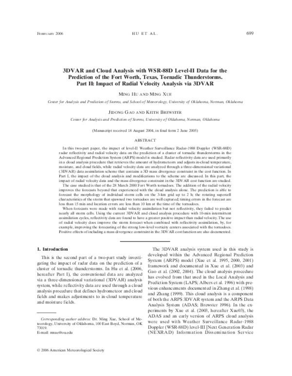3DVAR and Cloud Analysis with WSR-88D Level-II Data for the Prediction of the Fort Worth, Texas, Tornadic Thunderstorms. Part II: Impact of Radial Velocity Analysis via 3DVAR