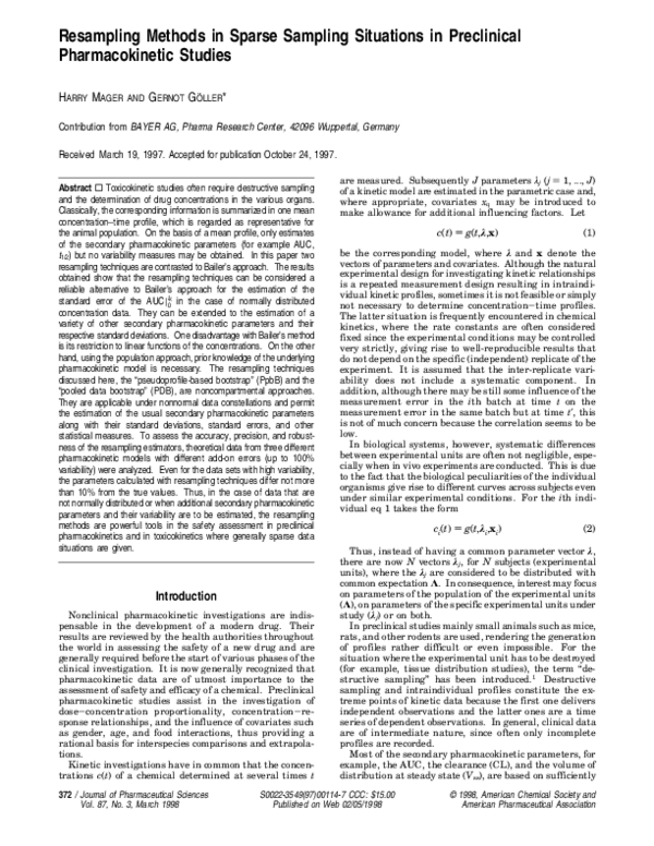 (PDF) Resampling Methods in Sparse Sampling Situations in Preclinical ...