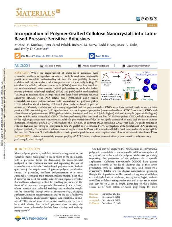 (PDF) Incorporation of Polymer-Grafted Cellulose Nanocrystals into ...