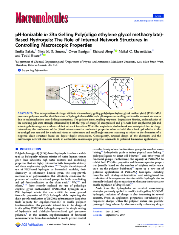 (PDF) pH-Ionizable in Situ Gelling Poly(oligo ethylene glycol ...