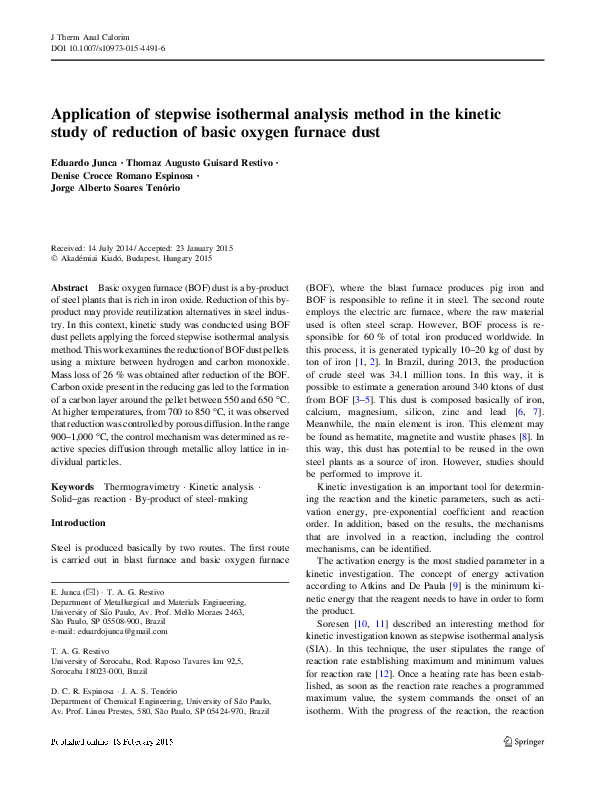 (PDF) Application of stepwise isothermal analysis method in the kinetic ...