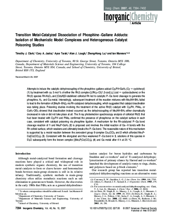 (PDF) Transition Metal-Catalyzed Dissociation of Phosphine−Gallane ...