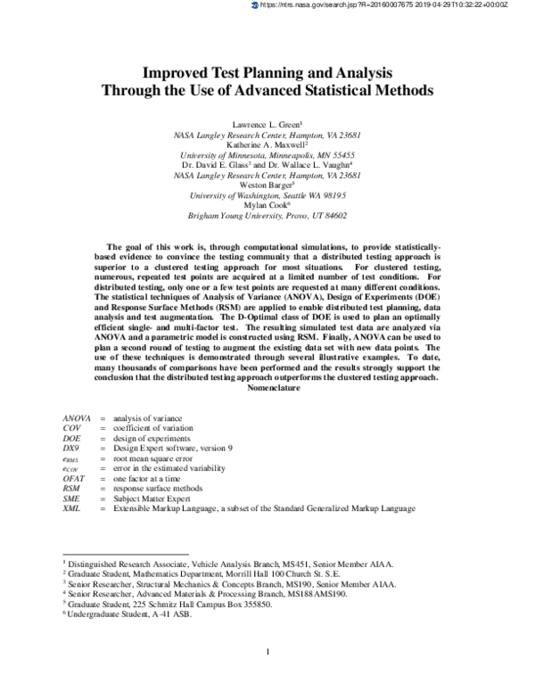 (PDF) Improved Test Planning and Analysis Through the Use of Advanced ...