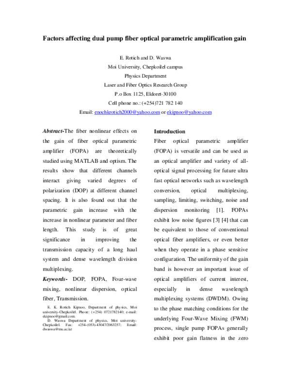 (PDF) Factors affecting dual pump fiber optical parametric ...