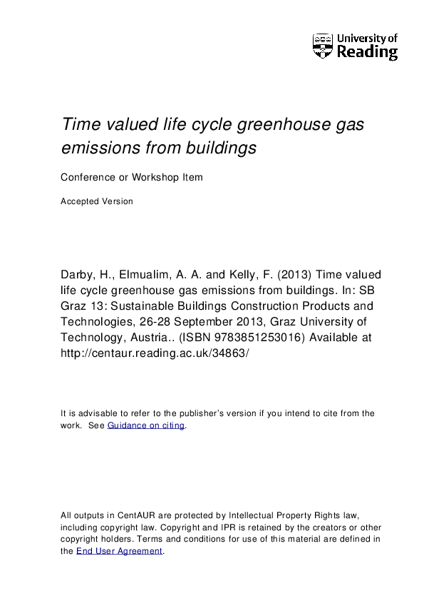 (PDF) Time valued life cycle greenhouse gas emissions from buildings