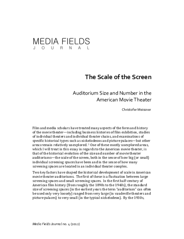 (PDF) The Scale of the Screen Auditorium Size and Number in the ...