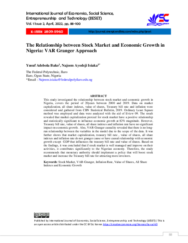 (PDF) The Relationship between Stock Market and Economic Growth in ...