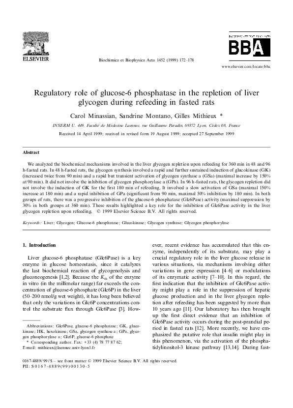 (PDF) Regulatory role of glucose-6 phosphatase in the repletion of ...