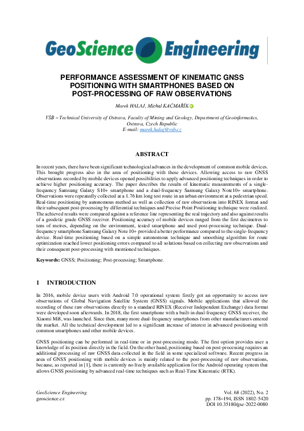 (PDF) Performance Assessment of Kinematic GNSS Positioning with ...