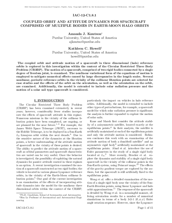 (PDF) IAC-12C 1 . 8 . 1 Coupled Orbit and Attitude Dynamics for ...