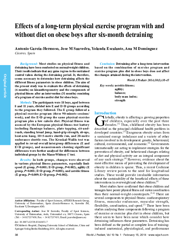 (PDF) Effects of a long-term physical exercise program with and without ...
