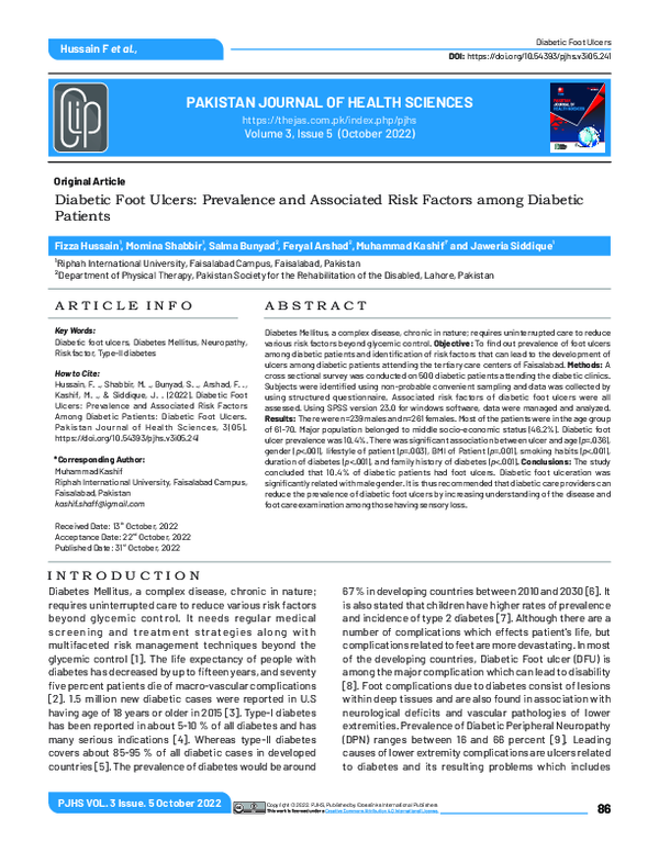 (PDF) Diabetic Foot Ulcers: Prevalence and Associated Risk Factors ...
