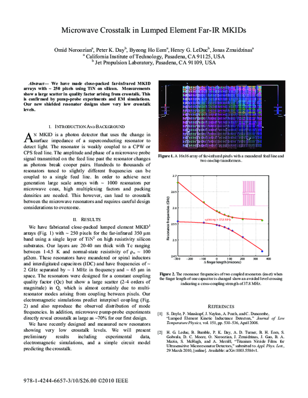 (PDF) Microwave crosstalk in lumped element far-IR MKIDs