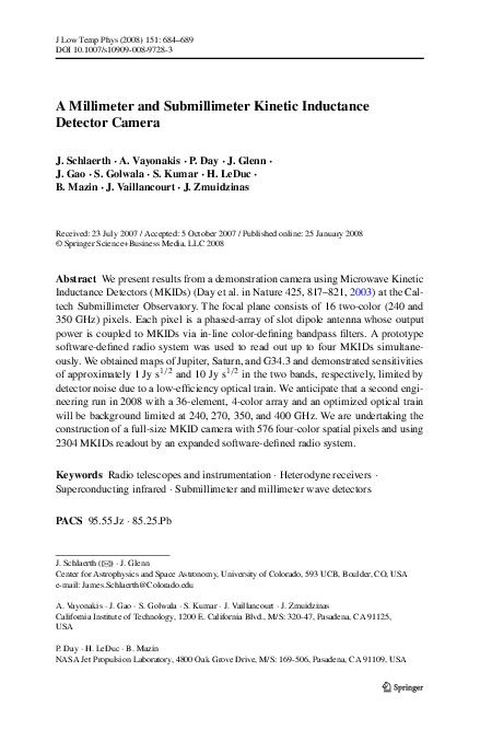 (PDF) A Millimeter and Submillimeter Kinetic Inductance Detector Camera