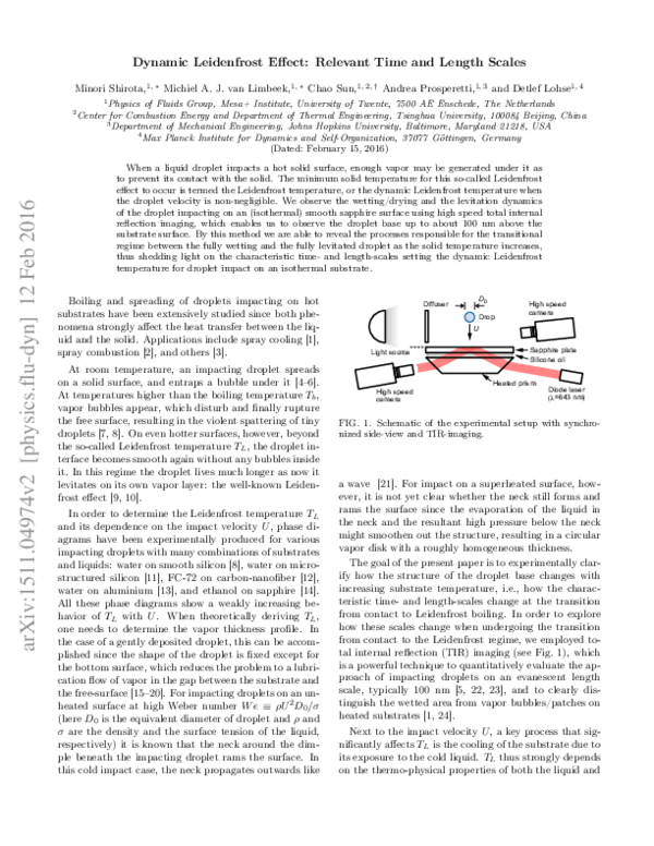 (PDF) Dynamic Leidenfrost Effect: Relevant Time and Length Scales