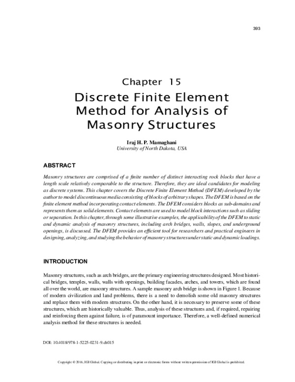 (PDF) Discrete Finite Element Method for Analysis of Masonry Structures