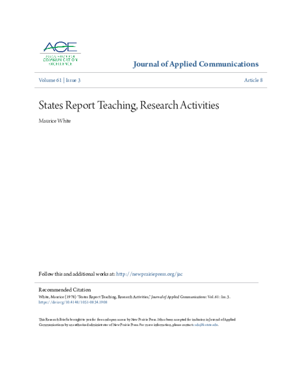 (PDF) States Report Teaching, Research Activities