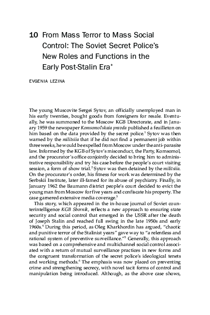 (PDF) From Mass Terror to Mass Social Control: The Soviet Secret Police ...