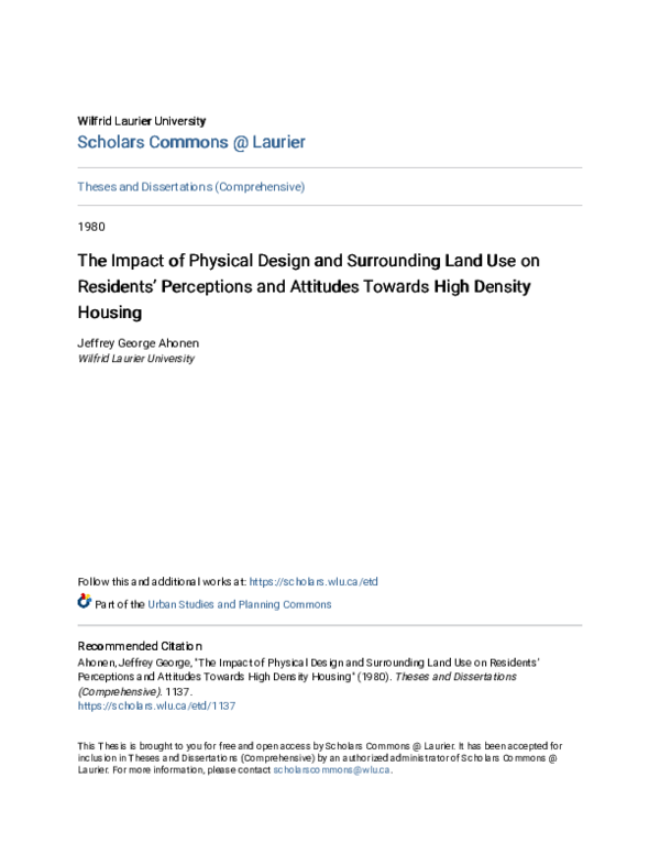 (PDF) The Impact of Physical Design and Surrounding Land Use on ...