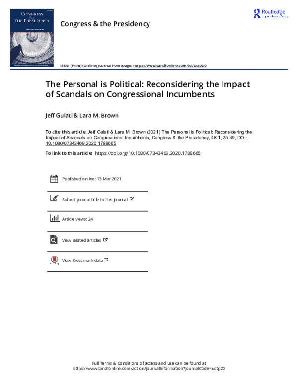(PDF) The Personal is Political: Reconsidering the Impact of Scandals ...