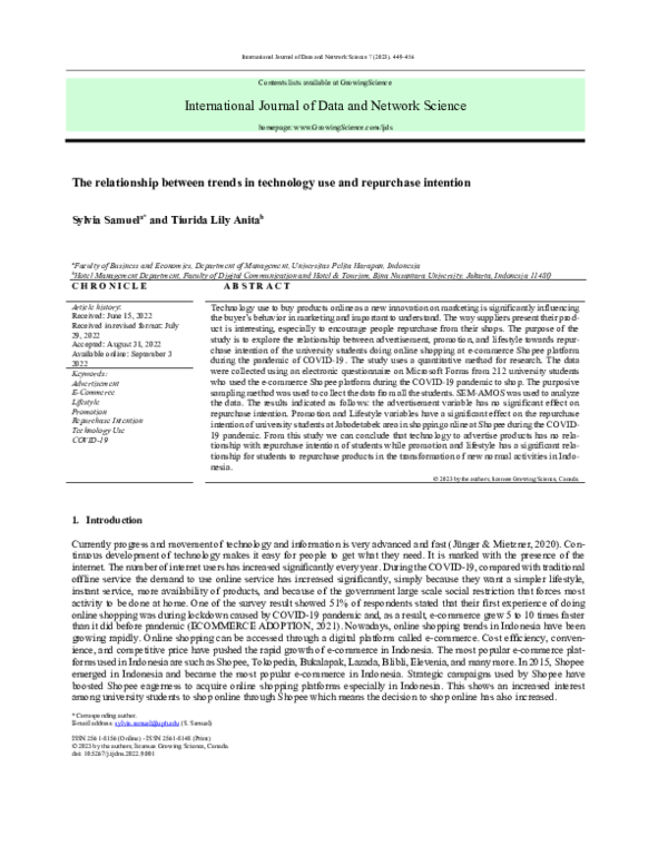 (PDF) The relationship between trends in technology use and repurchase ...