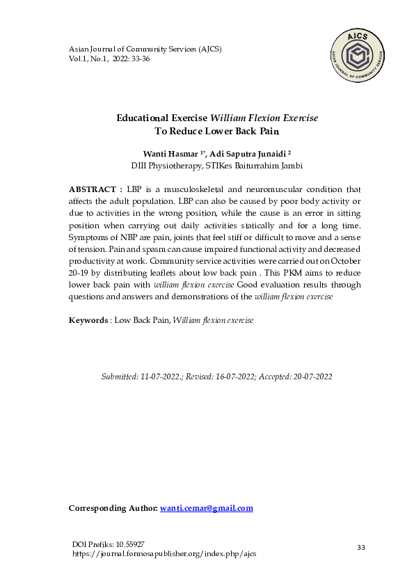 (PDF) Educational Exercise William Flexion Exercise To Reduce Lower ...