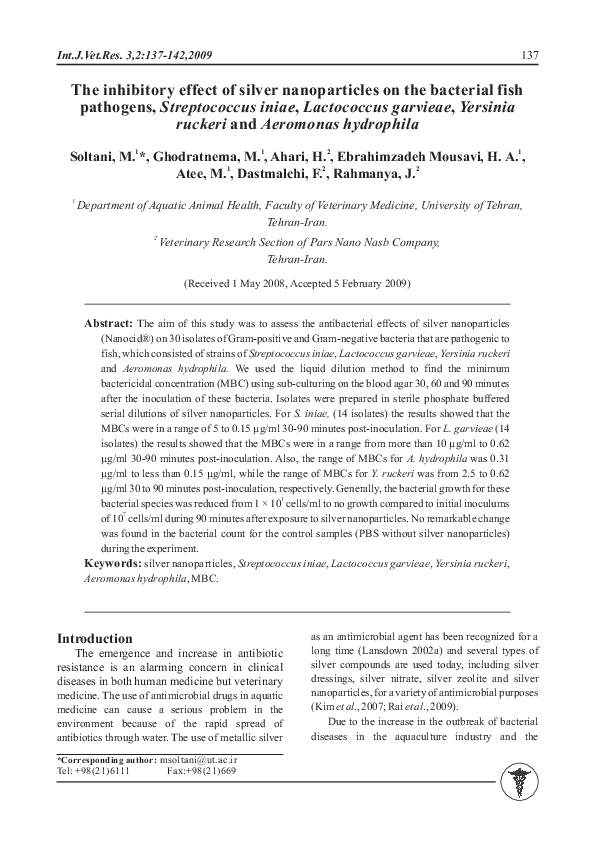 (PDF) The inhibitory effect of silver nanoparticles on the bacterial ...