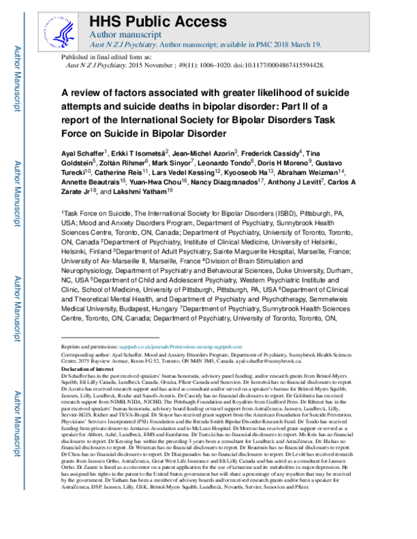 (PDF) A review of factors associated with greater likelihood of suicide ...