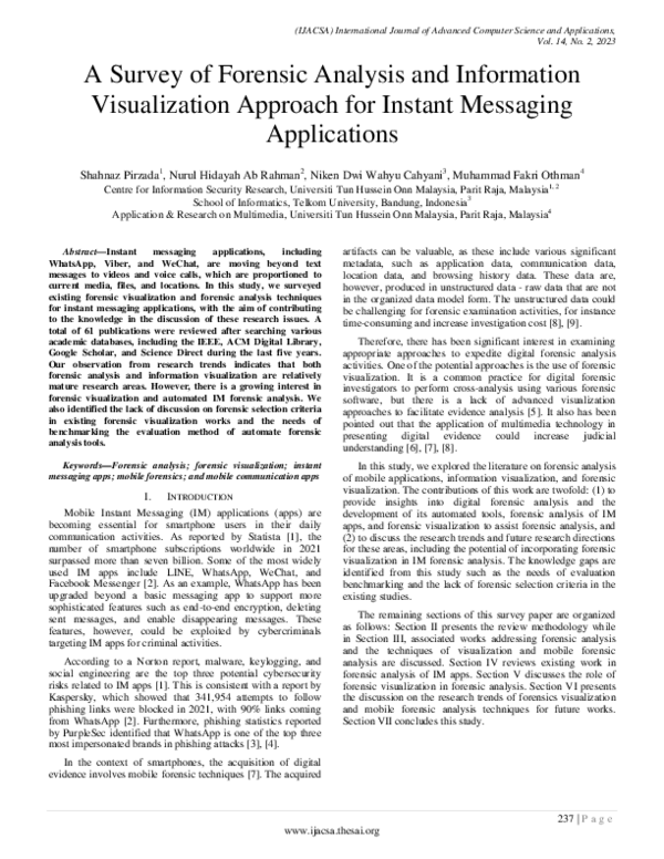 (PDF) A Survey of Forensic Analysis and Information Visualization ...