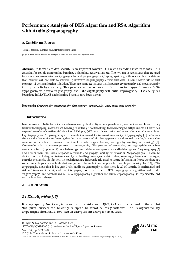 (PDF) Performance Analysis of DES Algorithm and RSA Algorithm with ...