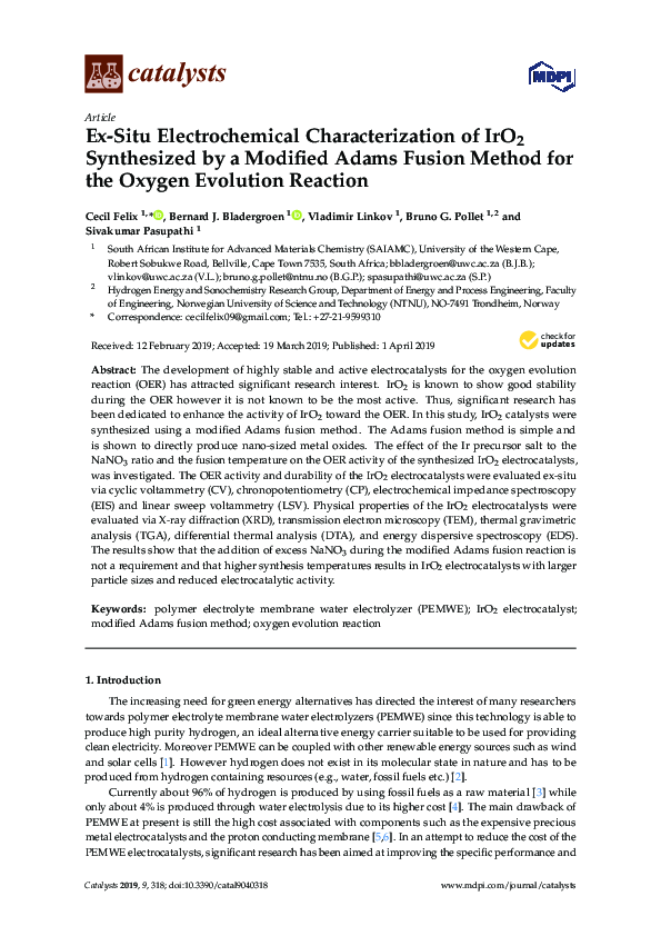(PDF) Ex-Situ Electrochemical Characterization of IrO2 Synthesized by a ...