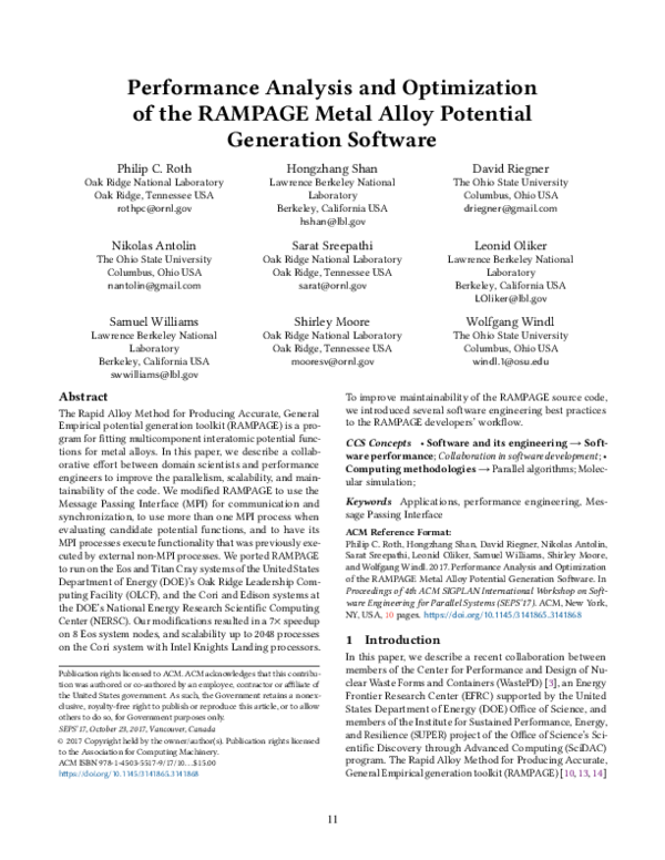 (PDF) Performance analysis and optimization of the RAMPAGE metal alloy ...