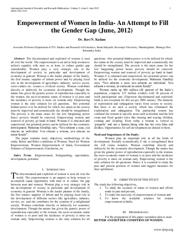 (PDF) Empowerment of Women in India- An Attempt to Fill the Gender Gap ...