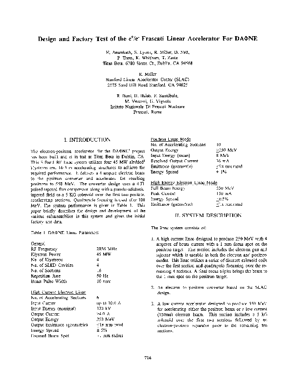 (PDF) Design and Factory Test of the E /E- Frascati Linear Accelerator ...