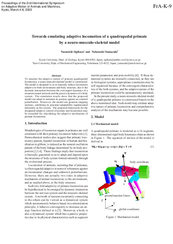 (PDF) Towards Emulating Adaptive Locomotion of a Quadrupedal Primate by ...