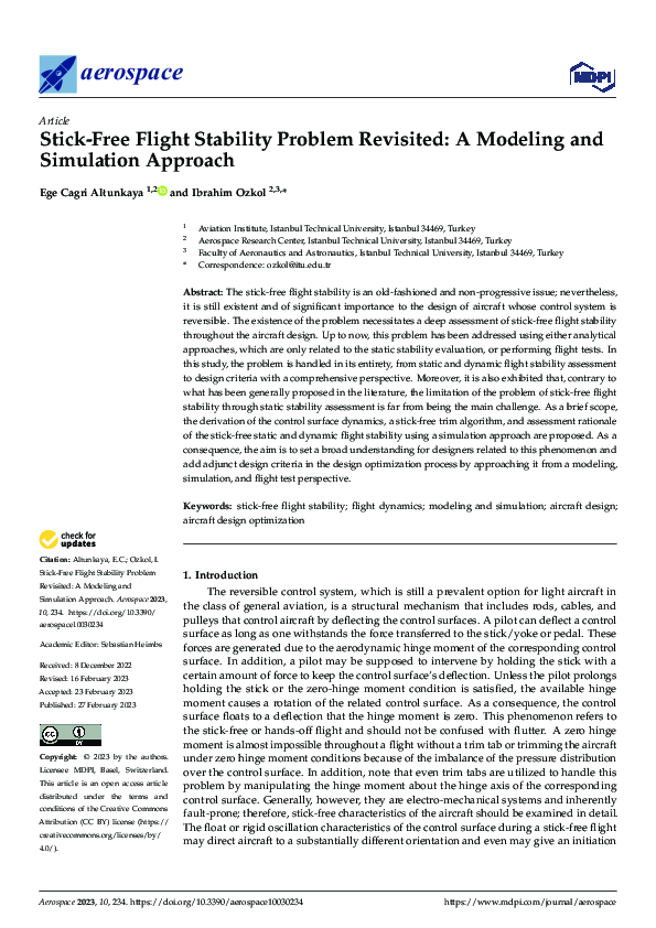 (PDF) Stick-free Flight Stability Problem Revisited: A Modeling and ...
