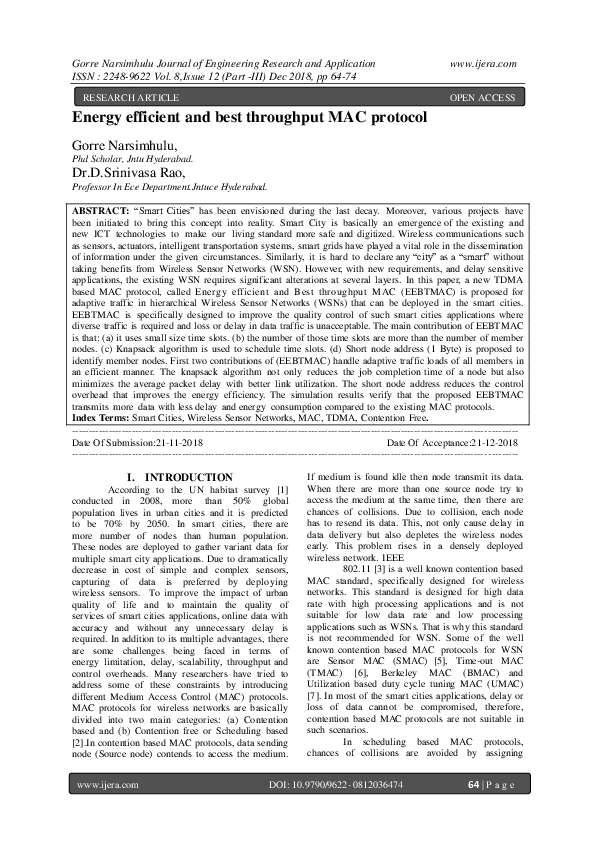 (PDF) Energy efficient and best throughput MAC protocol
