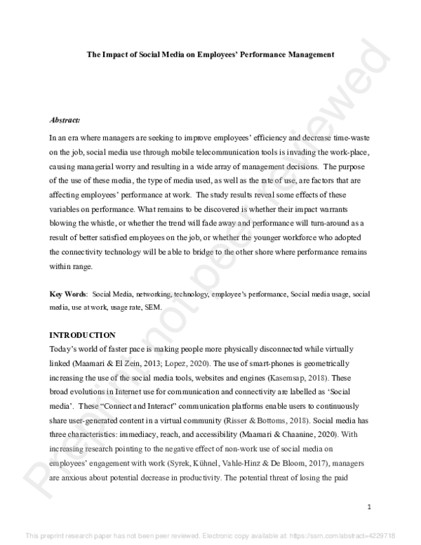 (PDF) The Impact of Social Media on Employees’ Performance Management